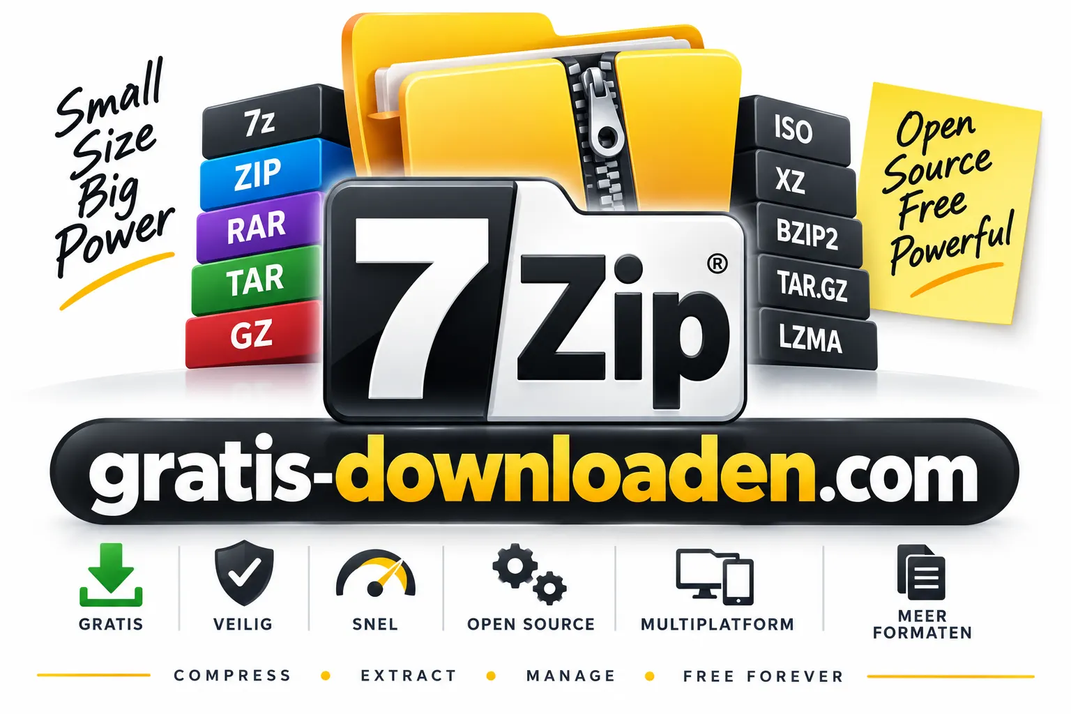 Logo van 7-Zip, gratis archiefprogramma