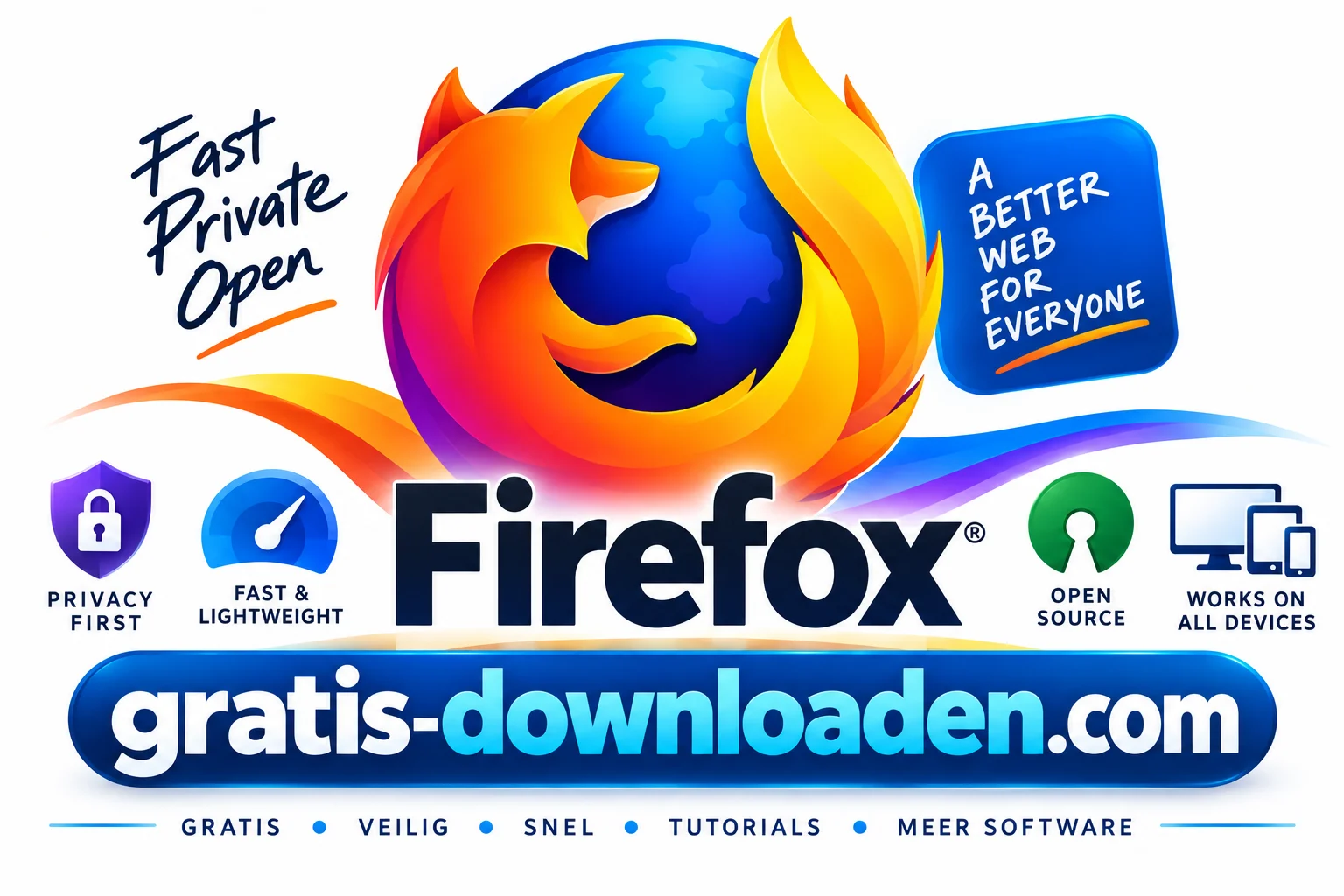 Logo van Firefox, gratis webbrowser