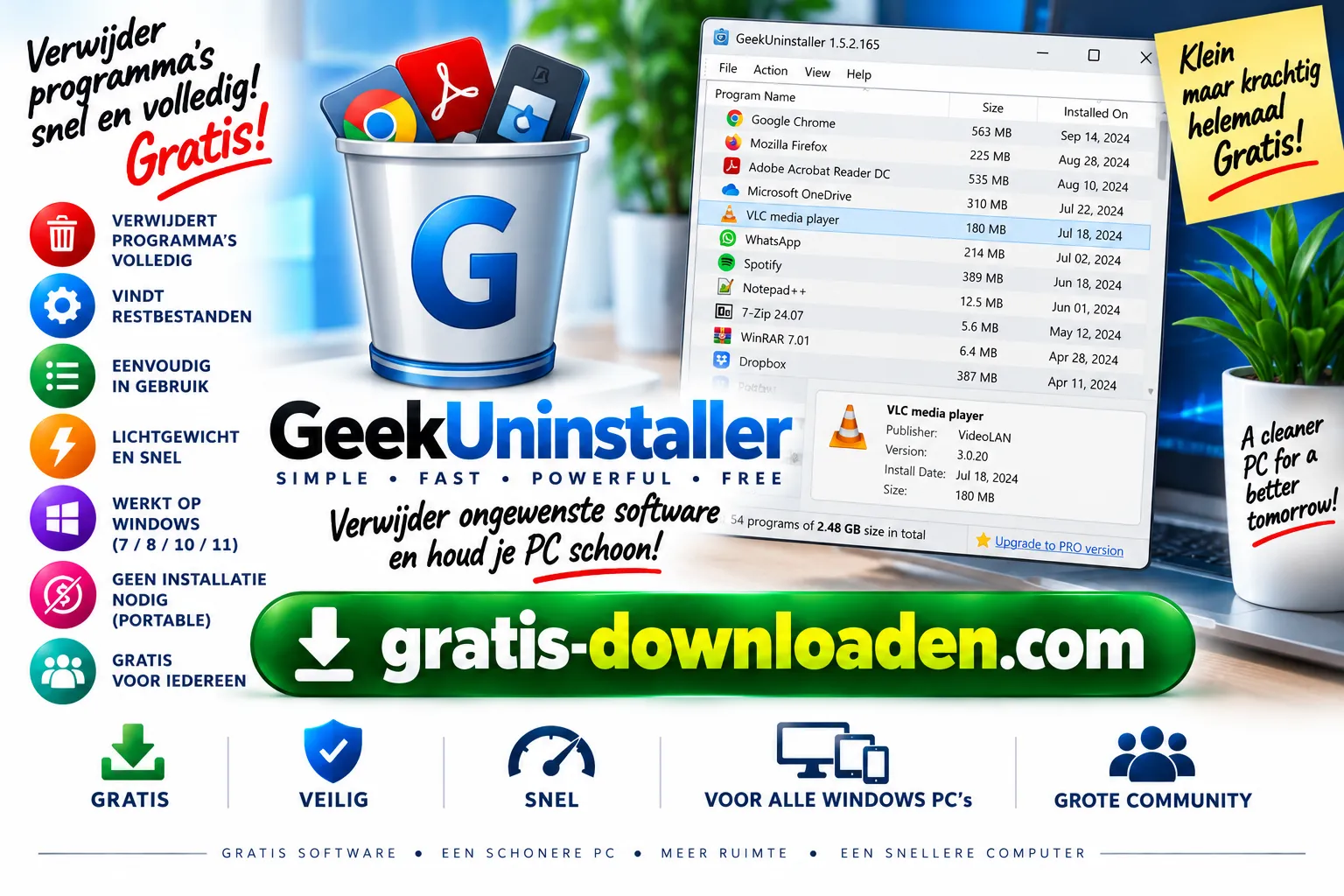Logo van GeekUninstaller, gratis uninstaller