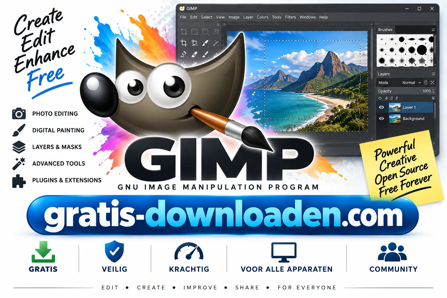 Logo van GIMP, gratis fotobewerking