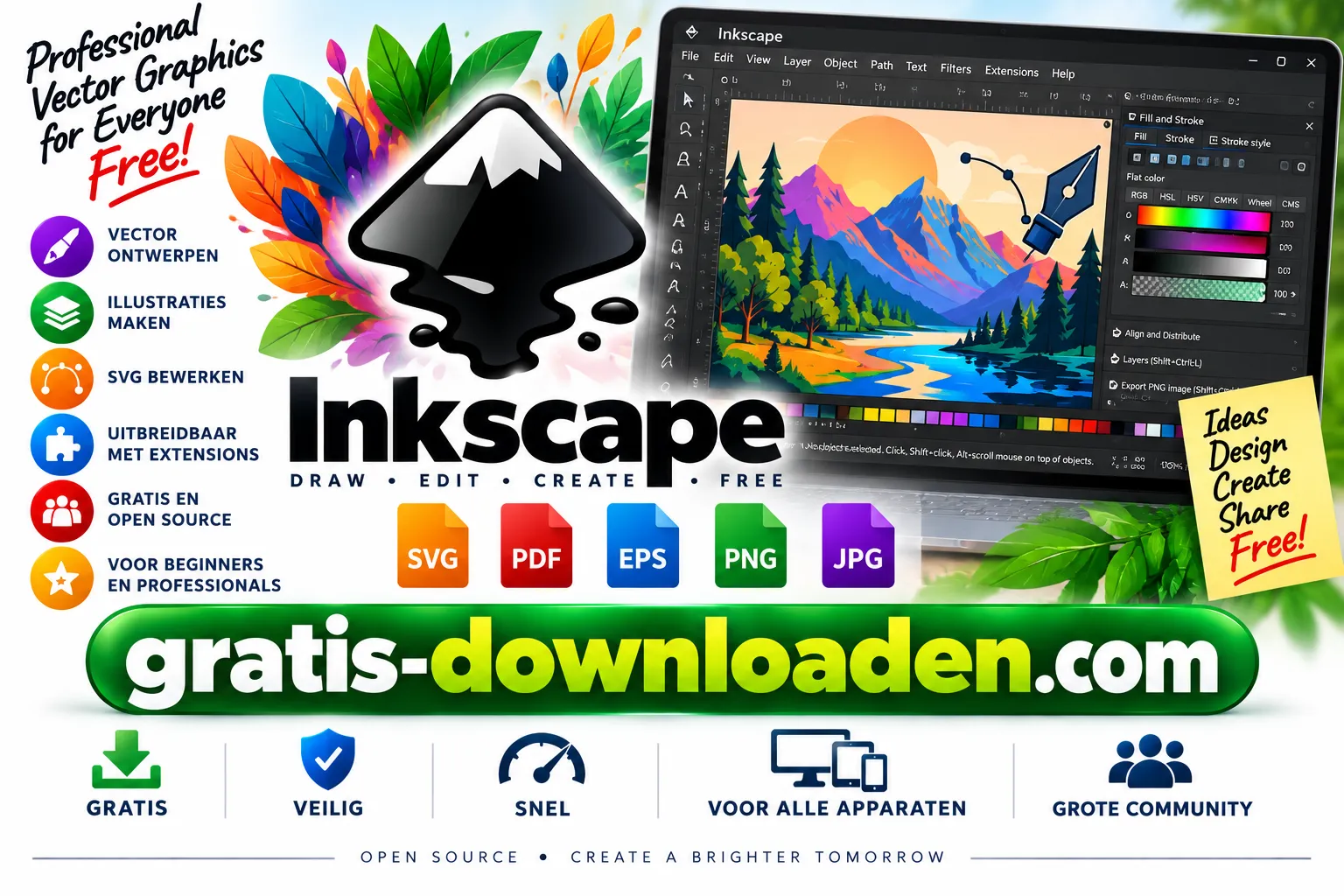 Logo van Inkscape, gratis vectortekenprogramma