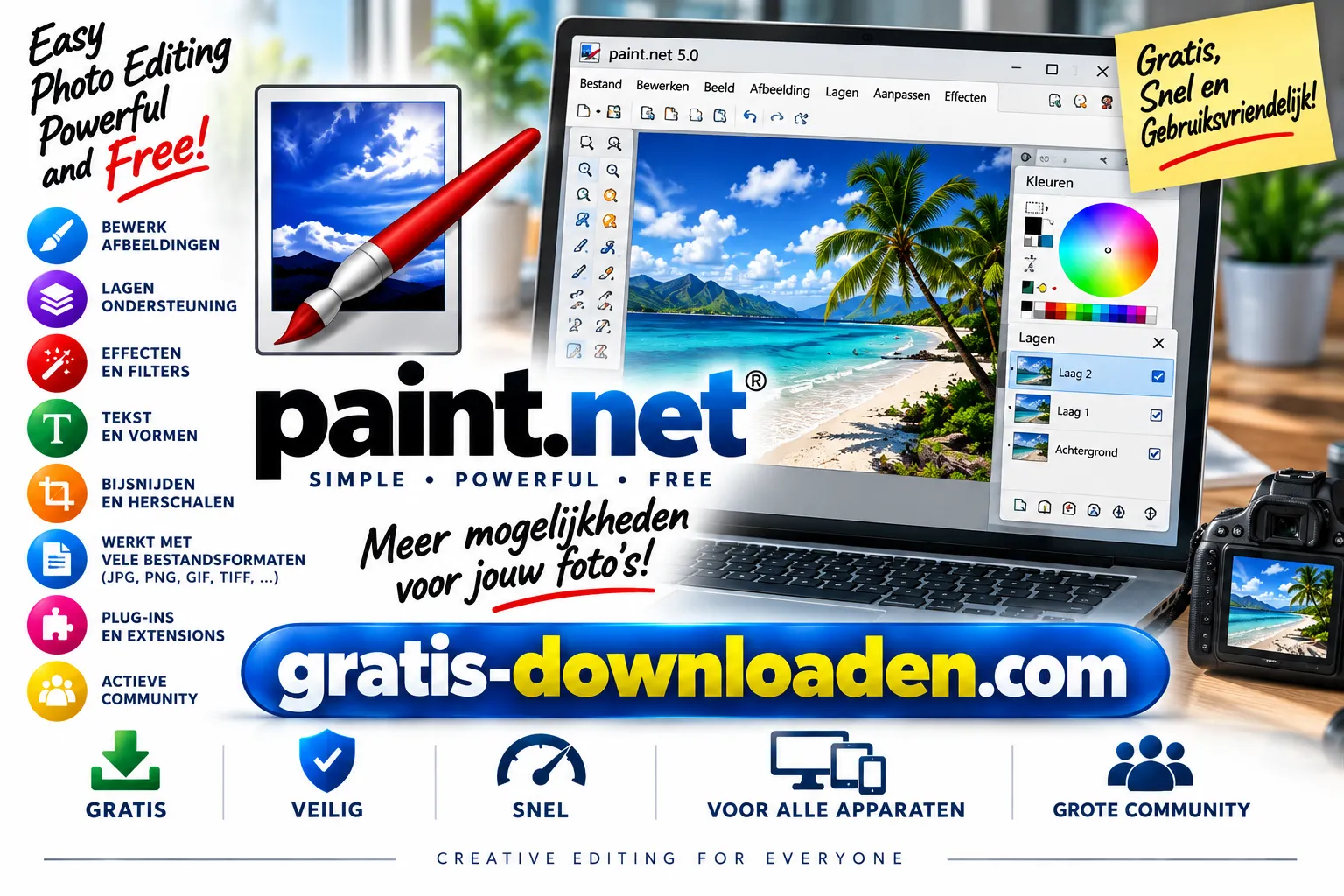 Logo van paint.net, gratis fotobewerking