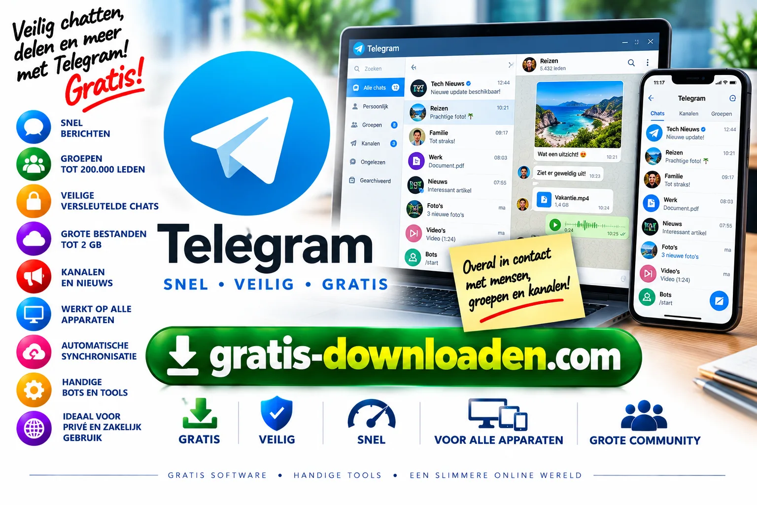 Logo van Telegram, gratis berichtenapp